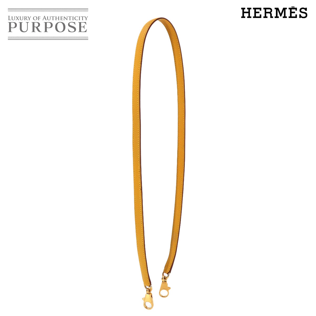 HERMES ショルダー ストラップ クシュベル エプソン ジョーヌ イエロー ゴールド 金具 Shoulder strap エルメス 90317231