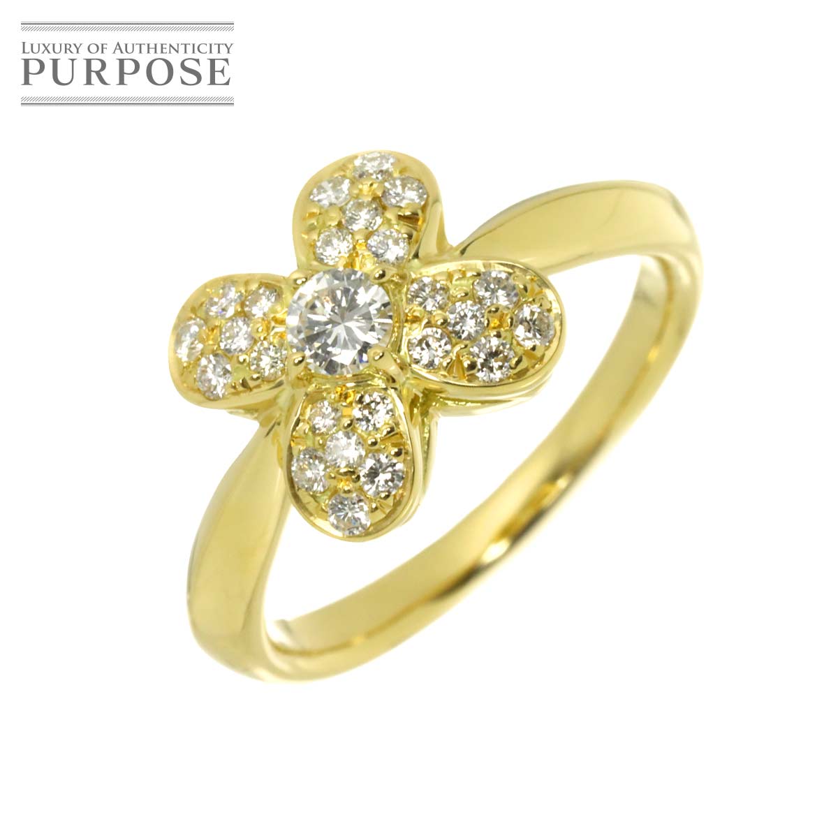 リング 15号 ダイヤ 0.43ct K18 YG イエローゴールド 750 指輪 Diamond Ring 90308229