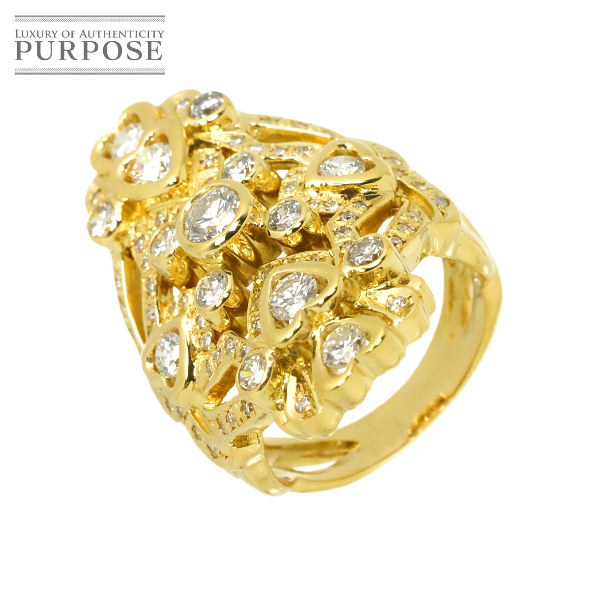 リング 12号 ダイヤ 1.61ct K18 YG イエローゴールド 750 指輪 Diamond Ring 90308655