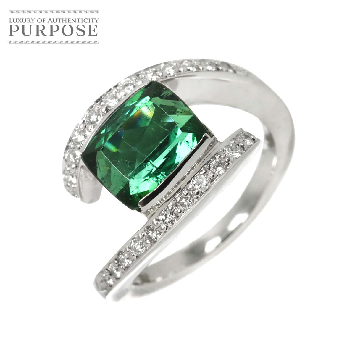 リング 9.5号 トルマリン 3.04ct ダイヤ 0.25ct Pt プラチナ 指輪 【ソーティング付き】 Tourmaline Ring 90312192