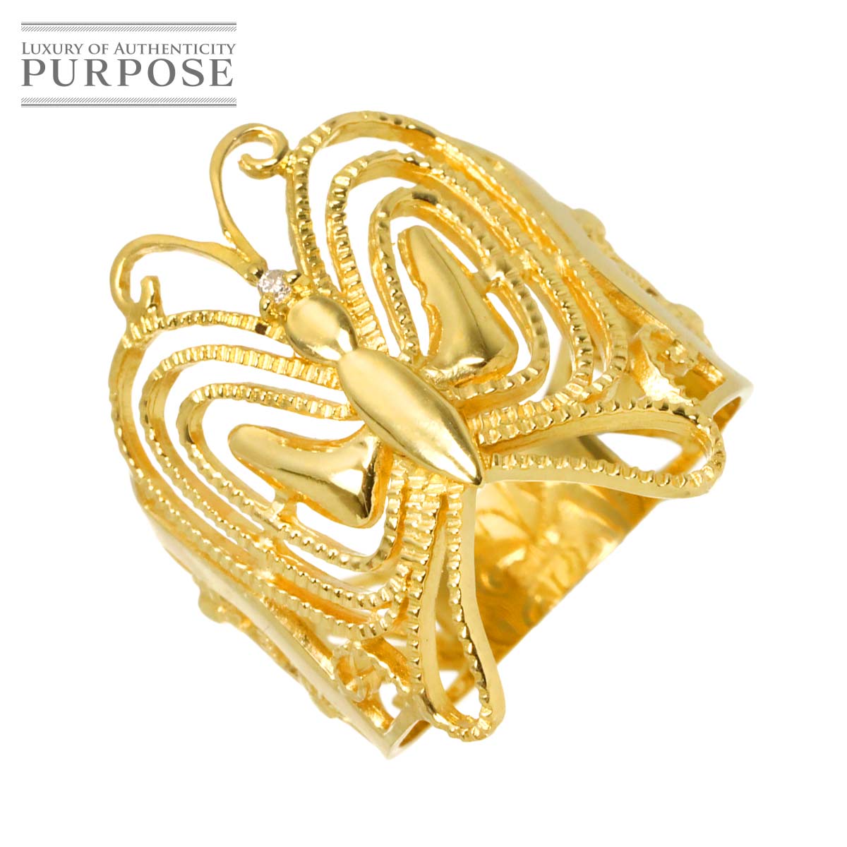 リング 12号 ダイヤ K18 YG イエローゴールド 750 指輪 Diamond Ring 90312897