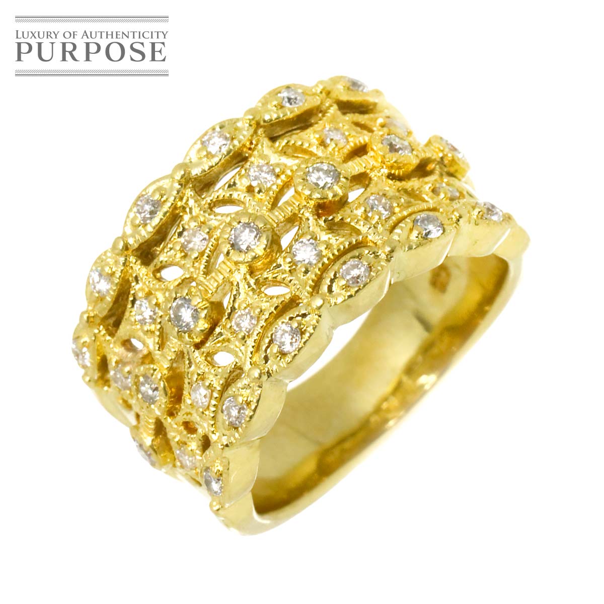 リング 11.5号 ダイヤ 0.50ct K18 YG イエローゴールド 750 指輪 Diamond Ring 90315988