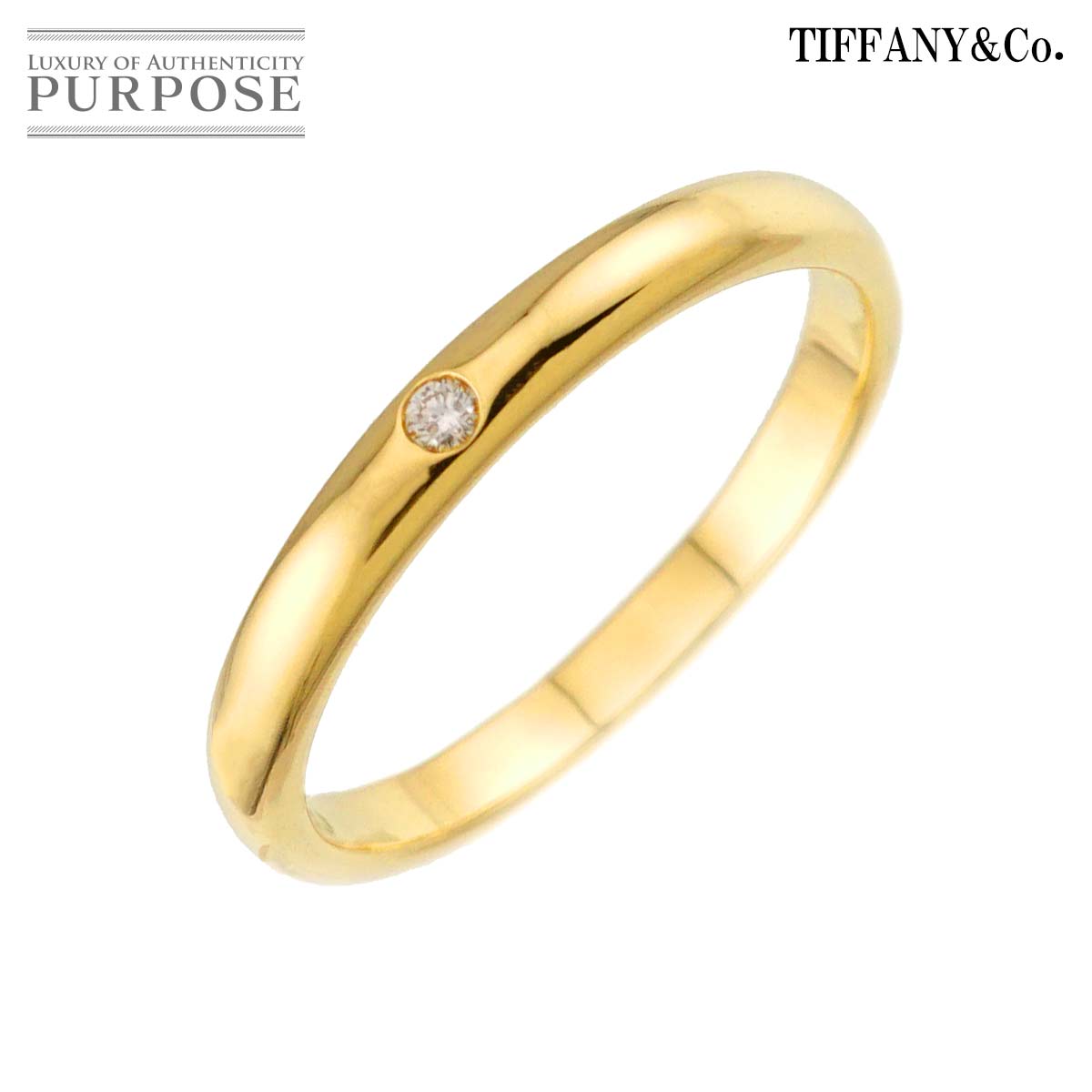 TIFFANY&CO. スタッキング バンド 18号 リング ダイヤ 1P K18 YG イエローゴールド 750 指輪 Stacking Ring ティファニー 90313771