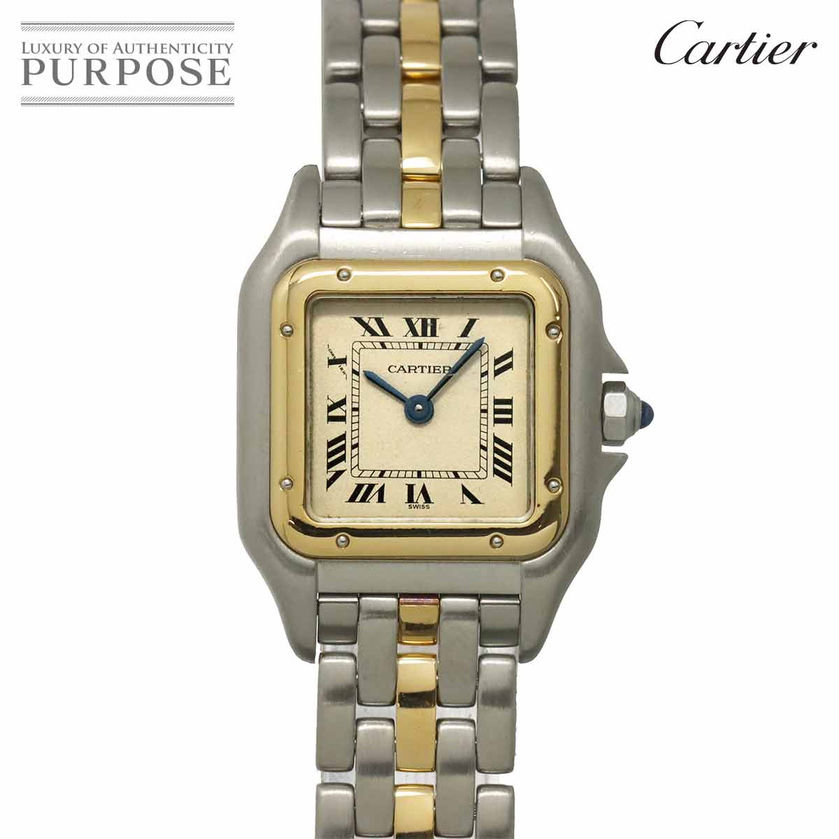 Cartier パンテール 1ロウ SM W25029B5 コンビ レディース 腕時計 アイボリー YG イエローゴールド クォーツ Panthere カルティエ 90311920