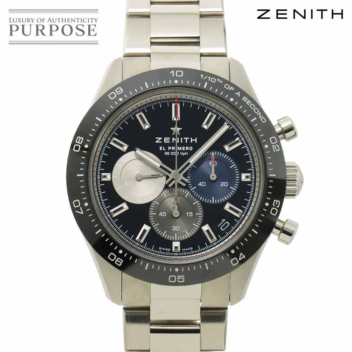 ZENITH エルプリメロ クロノマスター スポーツ 03 3100 3600 クロノグラフ メンズ 腕時計 デイト 自動巻き ゼニス 90317361