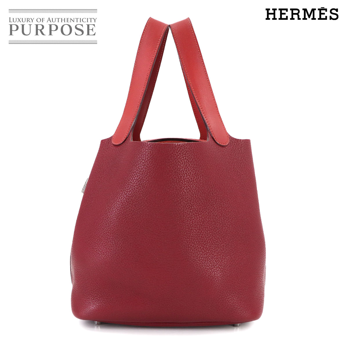 HERMES ピコタンロック タッチ 22 MM ハンド バッグ トリヨンクレマンス スイフト ルージュアッシュ ブリック T刻印 シルバー 金具 Picotin Lock エルメス 90313059