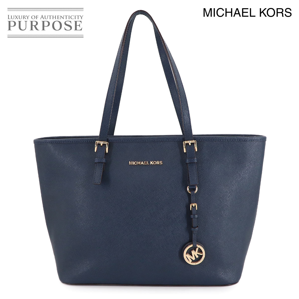 MICHAEL KORS ジェットセット トラベル トート バッグ レザー ネイビー 30S4GTVT2L Tote Bag マイケルコース 90314570