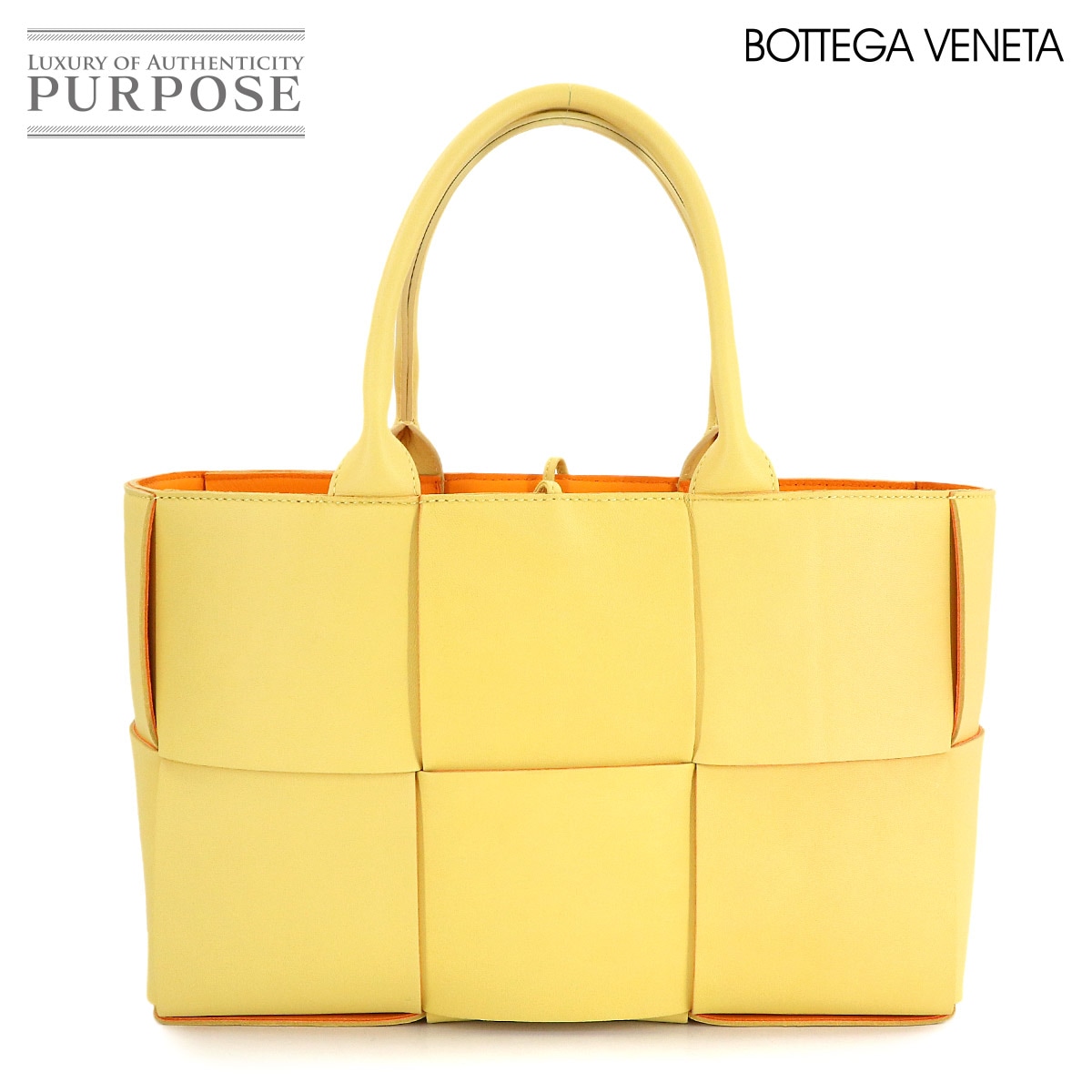 BOTTEGA VENETA イントレチャート スモール アルコ トート バッグ レザー イエロー オレンジ Intrecciato Small Arco Tote Bag ボッテガ ヴェネタ 90314582