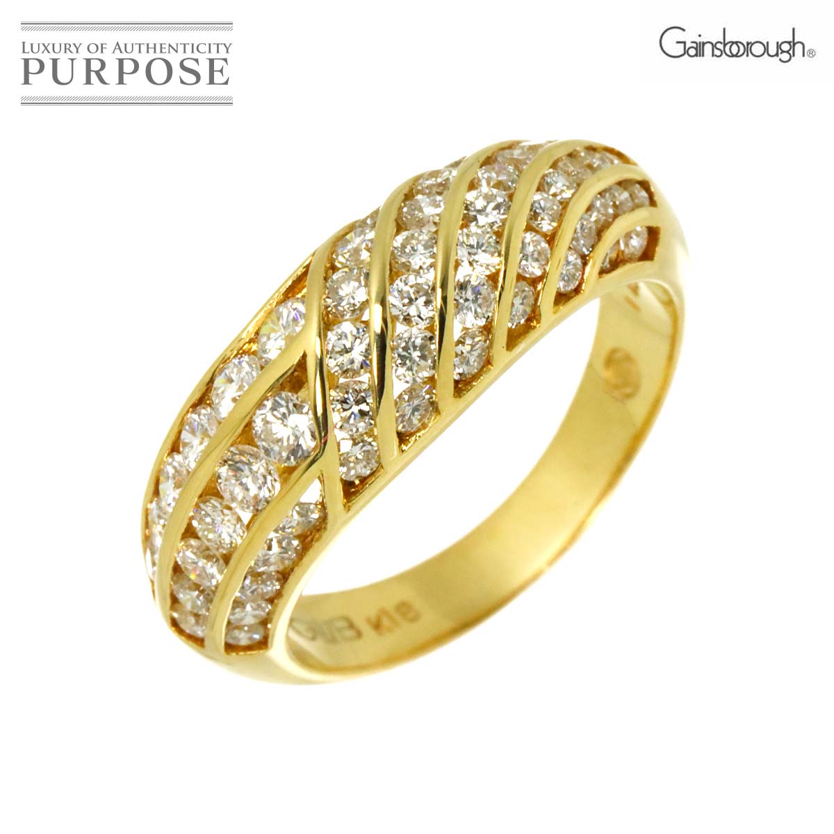 GAINSBOROUGH 12号 リング ダイヤ 1.43ct K18 YG イエローゴールド 750 Diamond Ring ゲインズボロウ 90309454