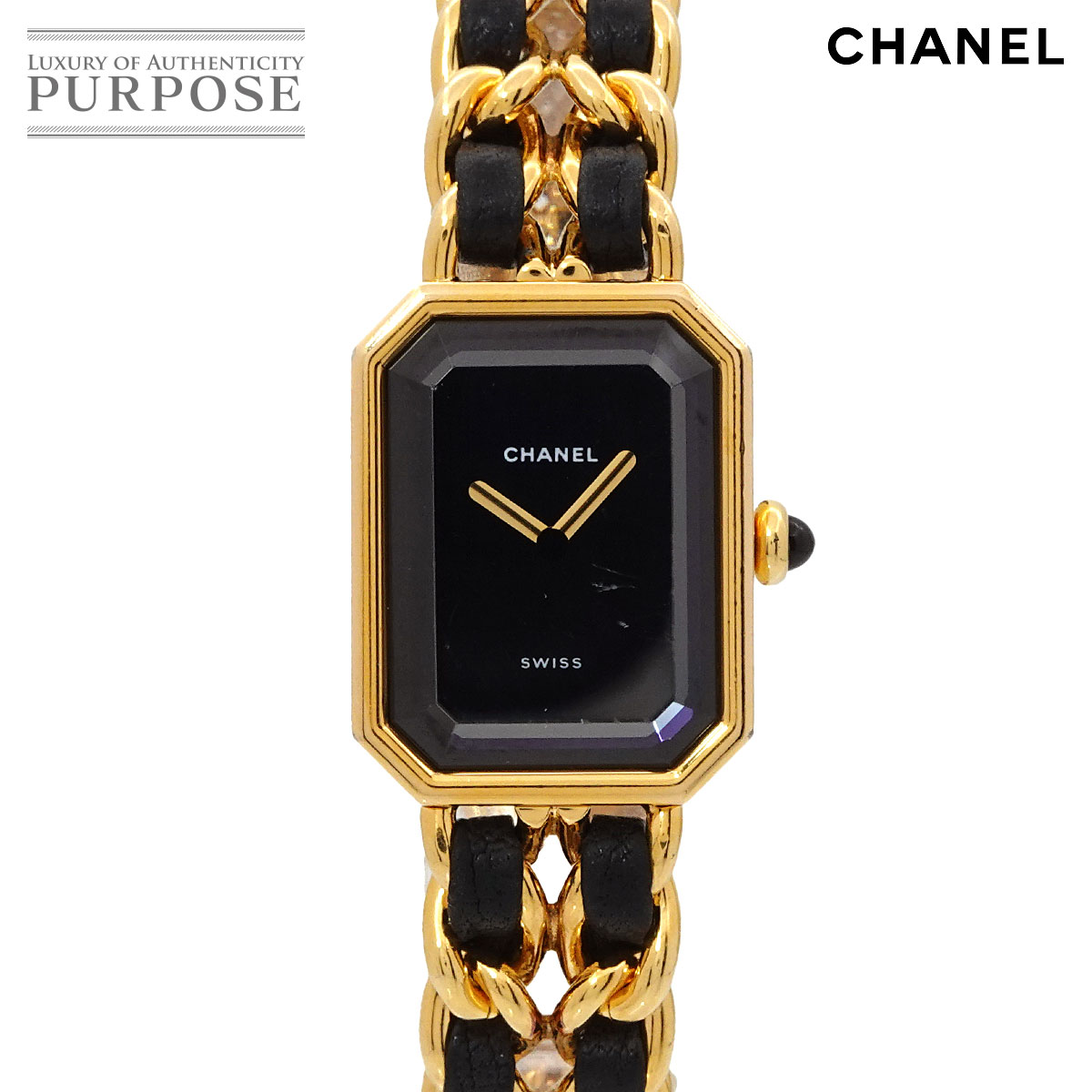 CHANEL プルミエール Lサイズ H0001 ヴィンテージ レディース 腕時計 ブラック ゴールド クォーツ ウォッチ Premiere シャネル 90314827