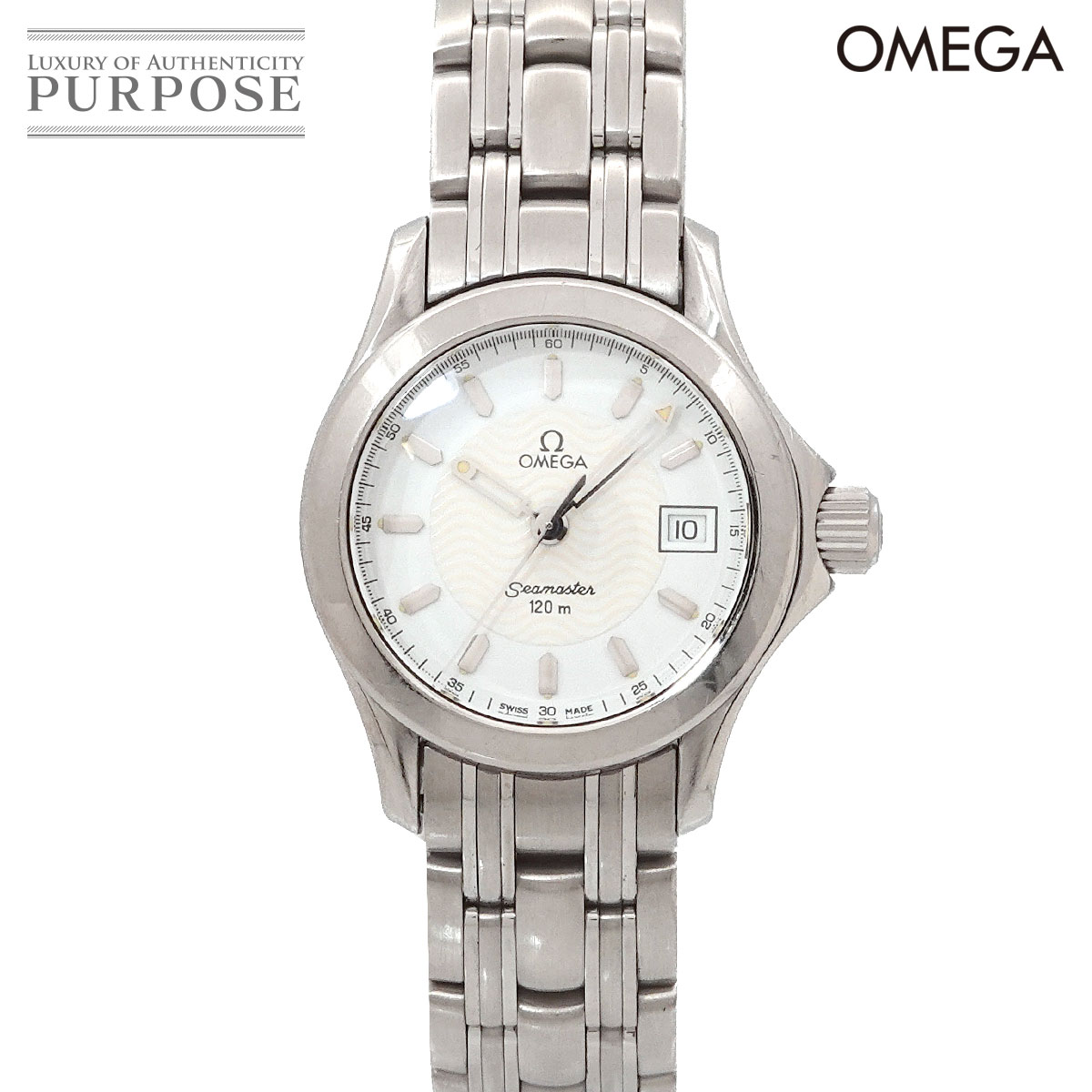 OMEGA シーマスター 120 2581 21 レディース 腕時計 デイト ホワイト クォーツ ウォッチ Seamaster オメガ 90314943