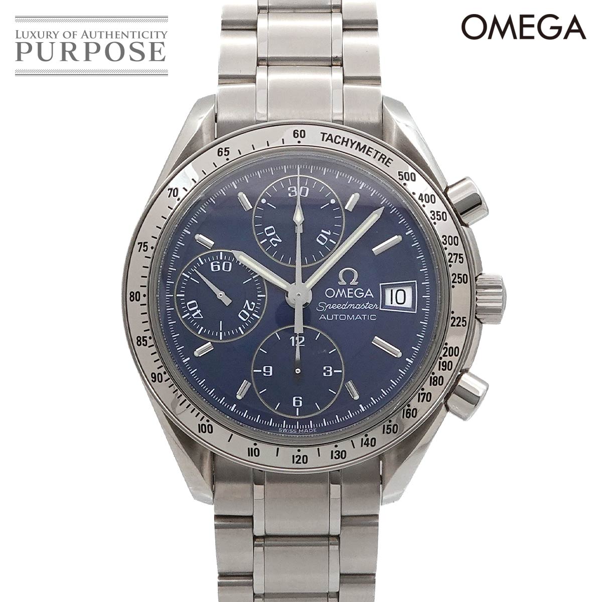 OMEGA スピードマスター デイト 3513 80 クロノグラフ メンズ 腕時計 ブルー オートマ 自動巻き ウォッチ Speedmaster オメガ 90314950