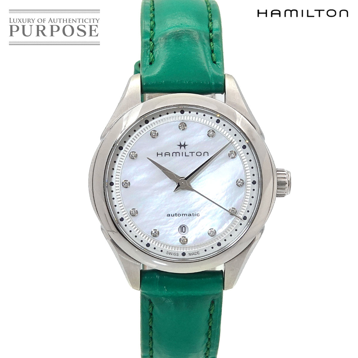 HAMILTON ジャズマスター レディオート H322750 レディース 腕時計 12P ダイヤ デイト オートマ 自動巻き ウォッチ Jazzmaster ハミルトン 90315907