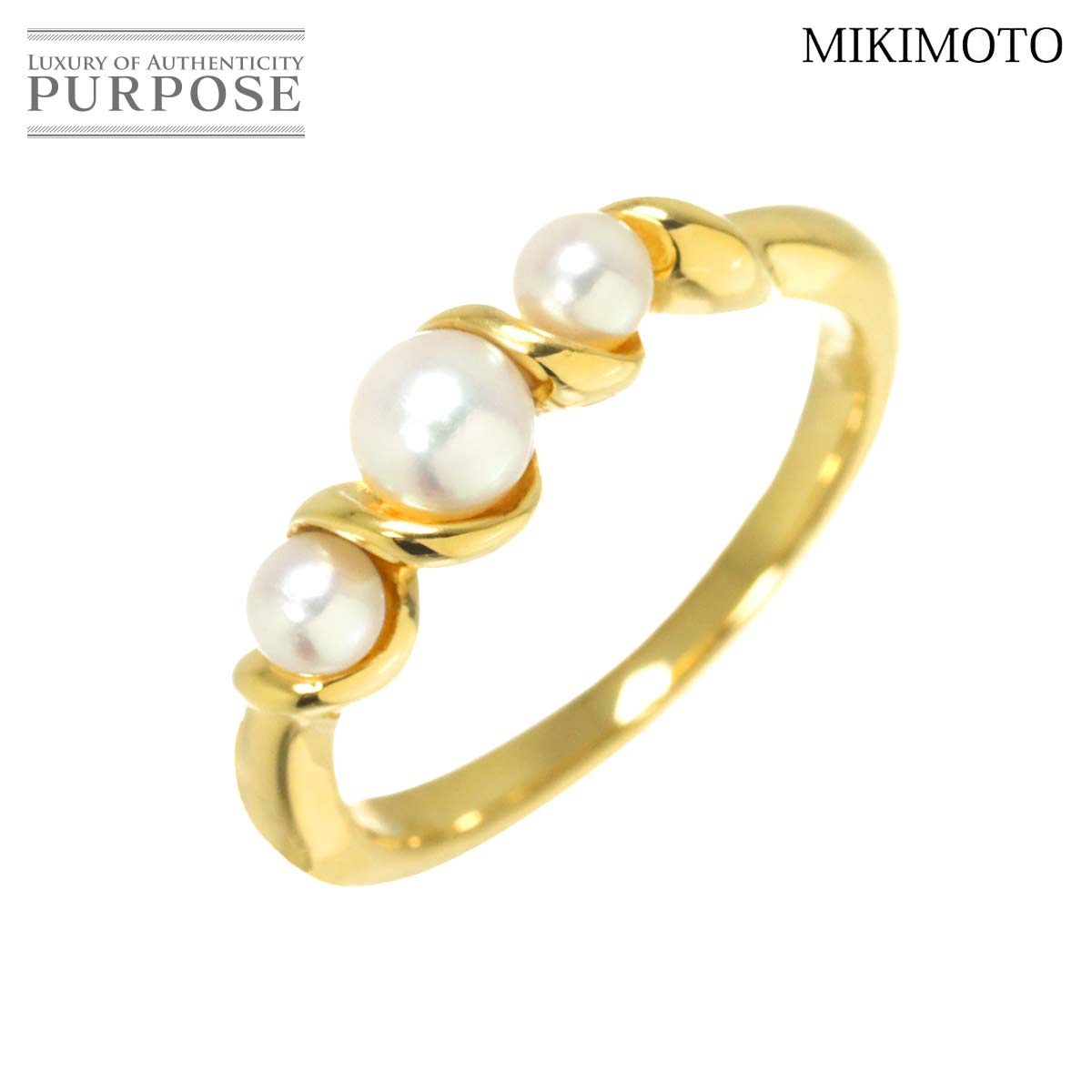 MIKIMOTO 16号 リング ベビーパール 4.7-3.5mm K18 YG イエローゴールド 750 真珠 指輪 Baby Pearl Ring ミキモト 90311454