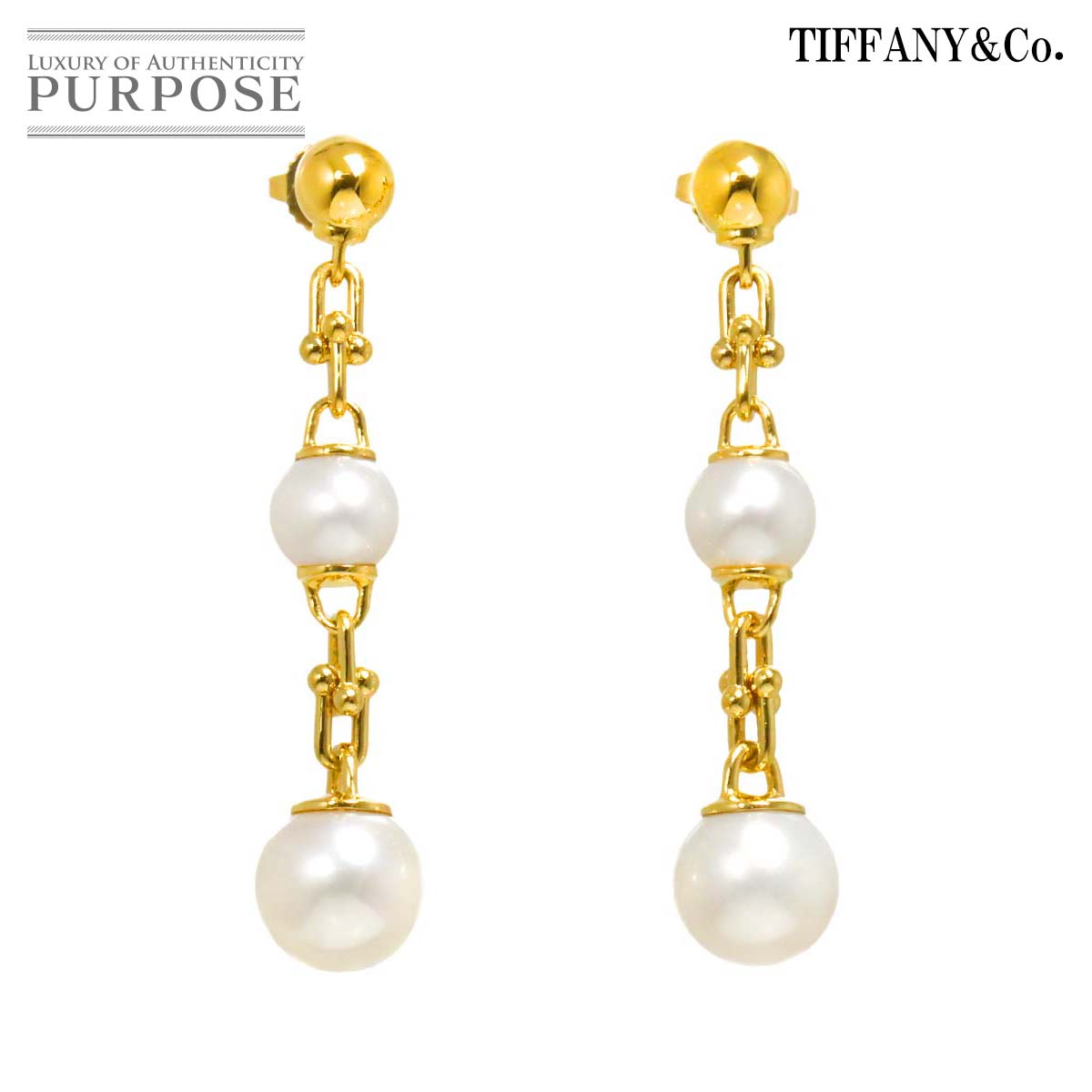 TIFFANY&Co. ハードウェア トリプル ドロップ リンク ピアス 淡水真珠 9.7-7.5mm K18 YG イエローゴールド 750 HardWear Earrings Pierced ティファニー 90311717