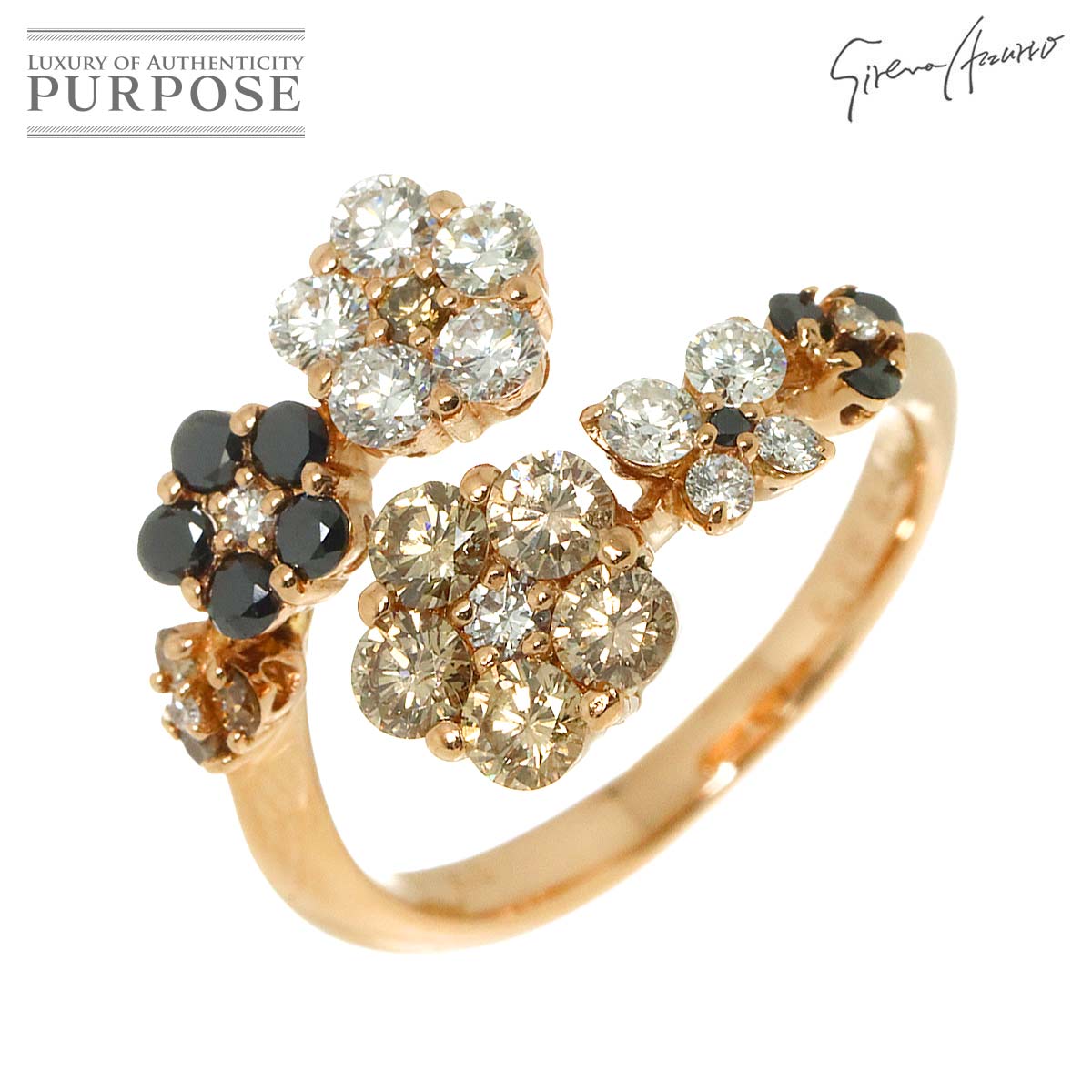Sirena Azzurro 12号 リング ダイヤ 0.50/0.51/0.22ct K18 PG ピンクゴールド 750 指輪 フラワー Diamond Ring セイレーン アズーロ 90312769