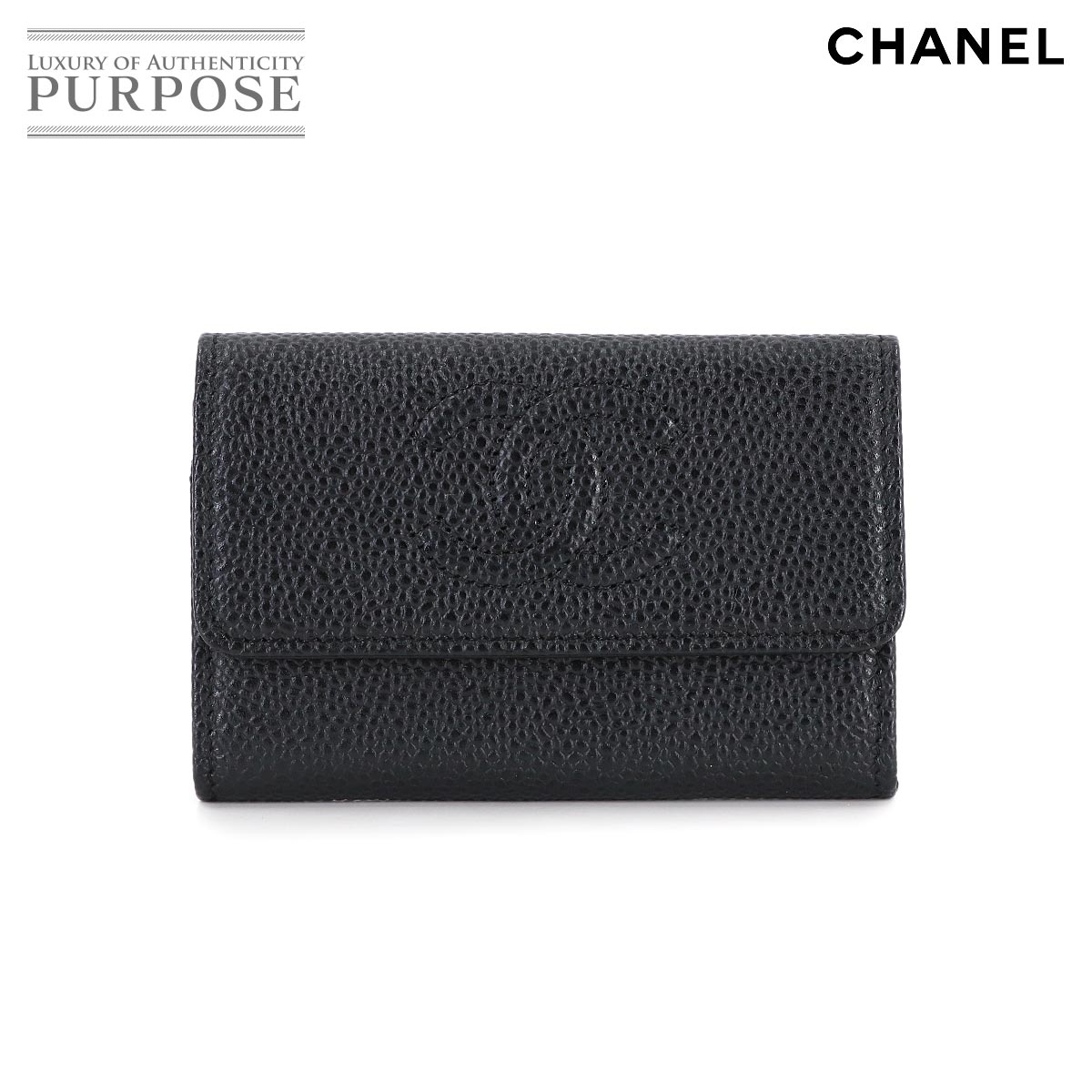 CHANEL カードケース 名刺入れ キャビアスキン ブラック シルバー 金具 ココマーク Card Case シャネル 90314202