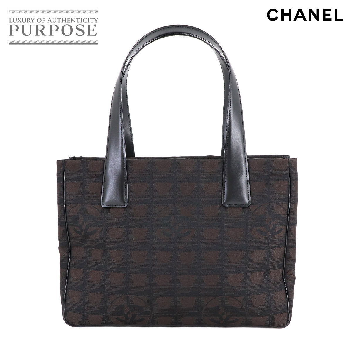 CHANEL ニュートラベルライン トート PM バッグ ナイロンジャガード レザー ダークブラウン ブラック A20457 New Travel Line Tote PM シャネル 90314318