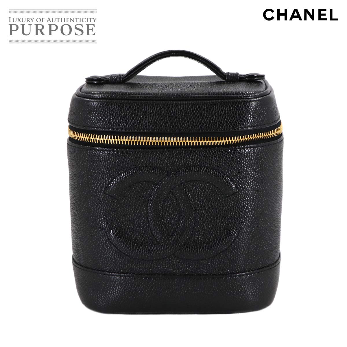 CHANEL バニティ ハンド バッグ キャビアスキン レザー ブラック A01998 ココマーク ゴールド 金具 Vanity Bag シャネル 90314327