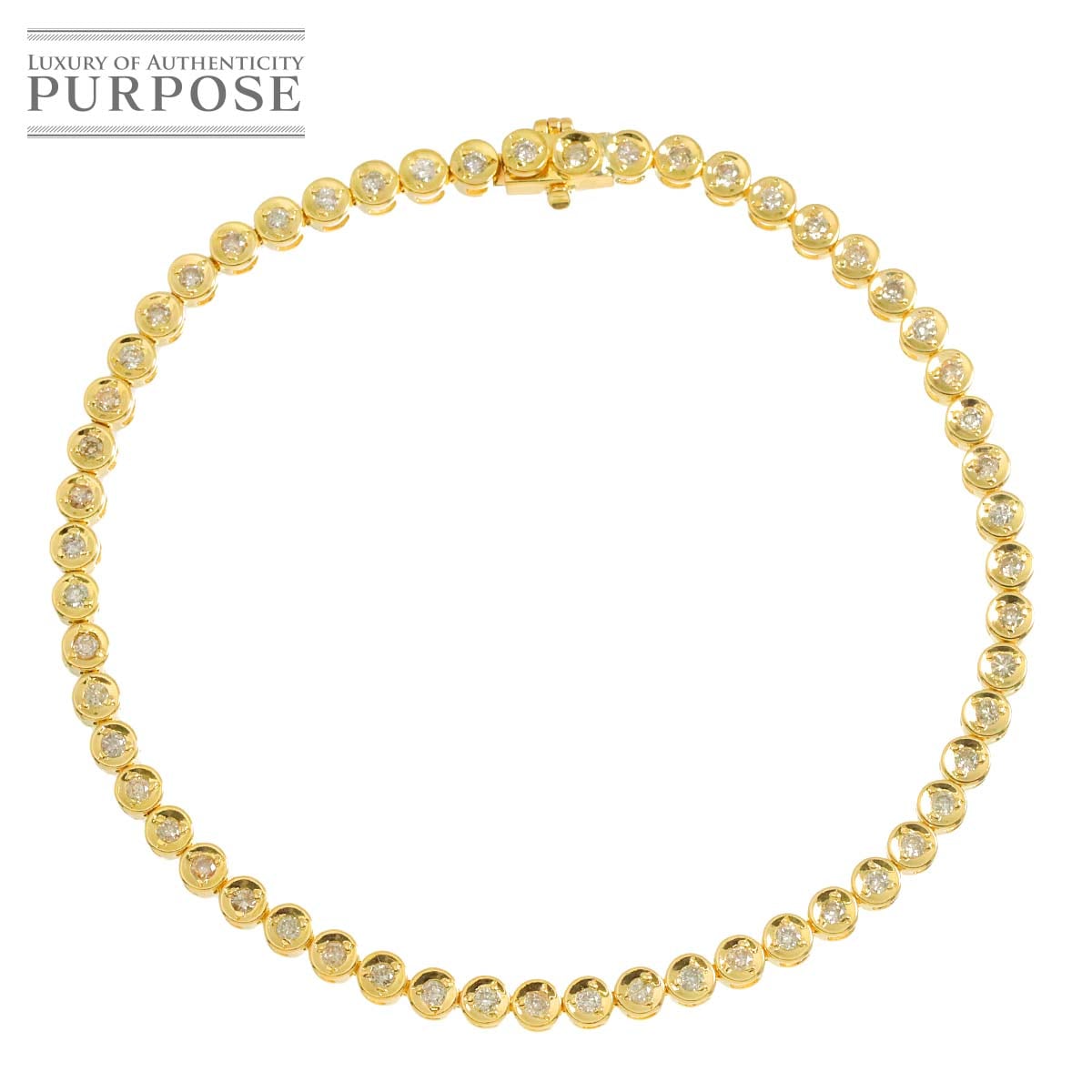 ダイヤ 1.00ct ブレスレット 18cm K18 YG イエローゴールド 750 Diamond Bracelet 90315254