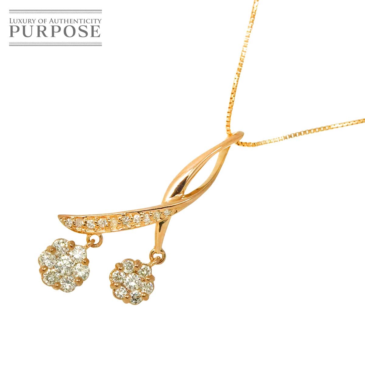 ダイヤ 0.53ct ネックレス 44.5cm K18 PG ピンクゴールド 750 Diamond Necklace 90315256