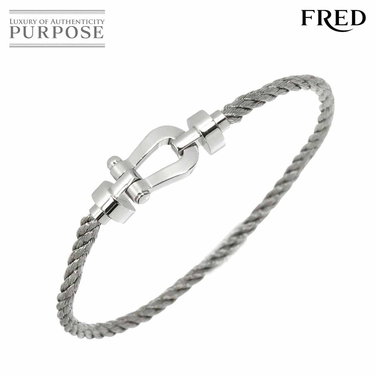FRED フォース10 ミディアム MM ブレスレット #15 K18 WG ホワイトゴールド 750 ケーブル Force 10 Bracelet フレッド 90310813