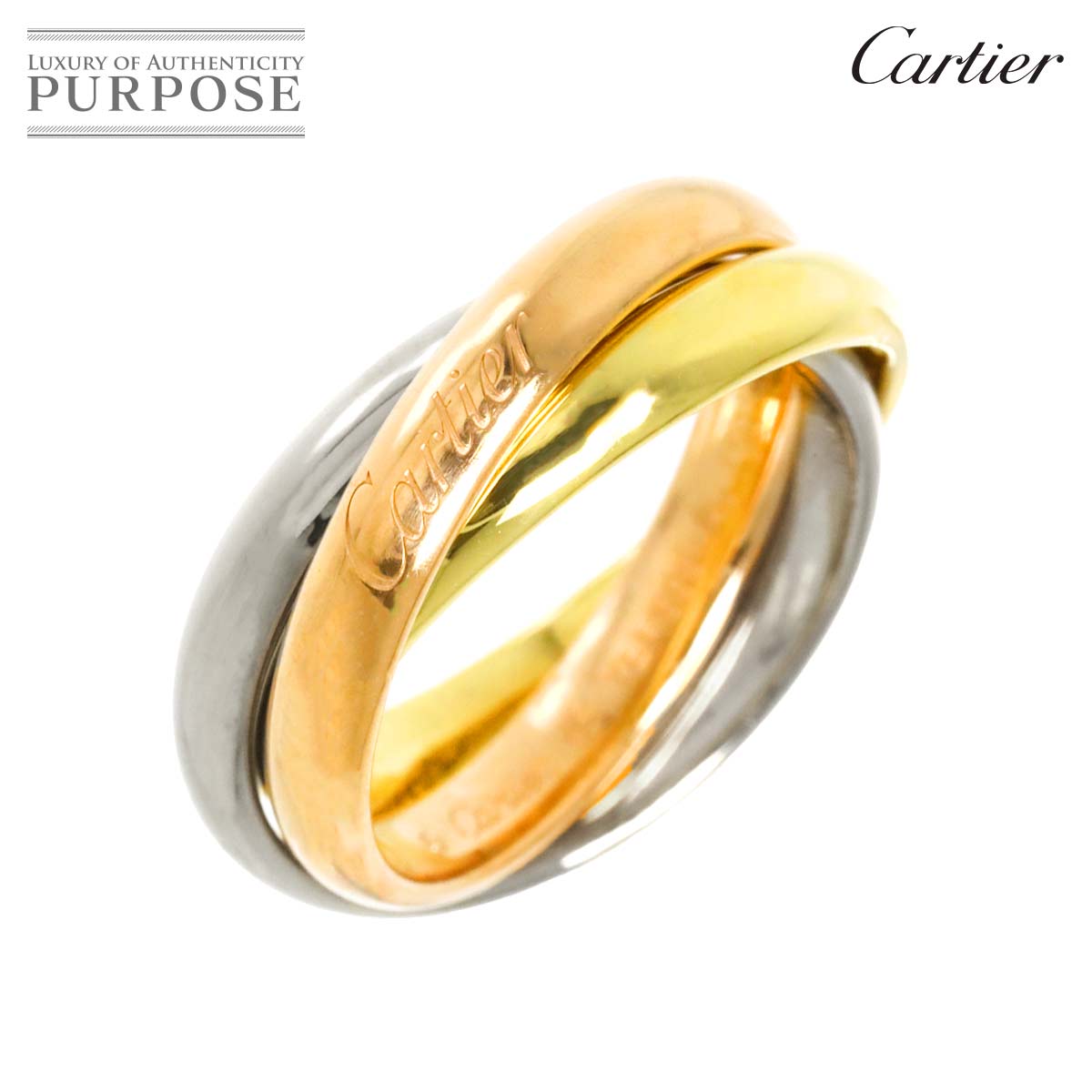 Cartier トリニティ ミディアム MM #48 K18 YG WG PG 3連 イエロー ホワイト ピンクゴールド 750 指輪 Trinity Ring【証明書付き】カルティエ 90311729