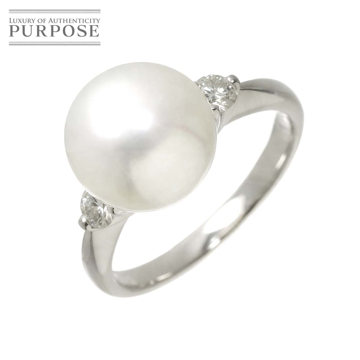 リング 21.5号 白蝶真珠 12.3mm ダイヤ 0.36ct Pt プラチナ パール 指輪 South Sea pearl Ring 90311928