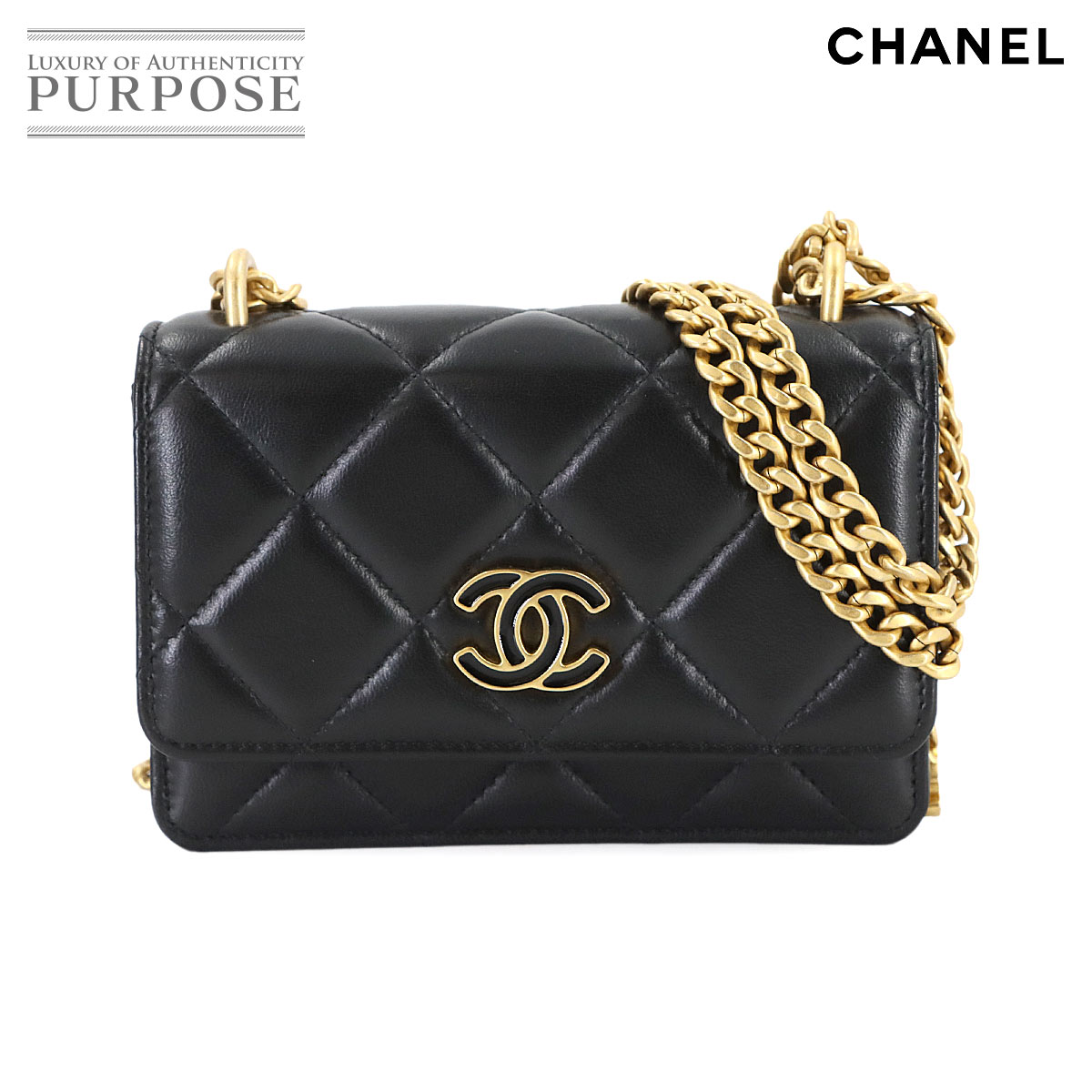 CHANEL マトラッセ チェーン ウォレット ラムスキン ブラック AP2635 ゴールド 金具 Chain Wallet シャネル 90312025