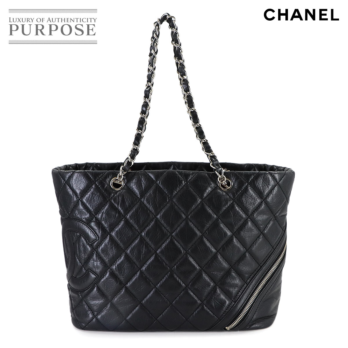 CHANEL カンボンライン コットンクラブ チェーン トート バッグ レザー ブラック A34318 Cambon Line Cotton Club Bag シャネル 90312312