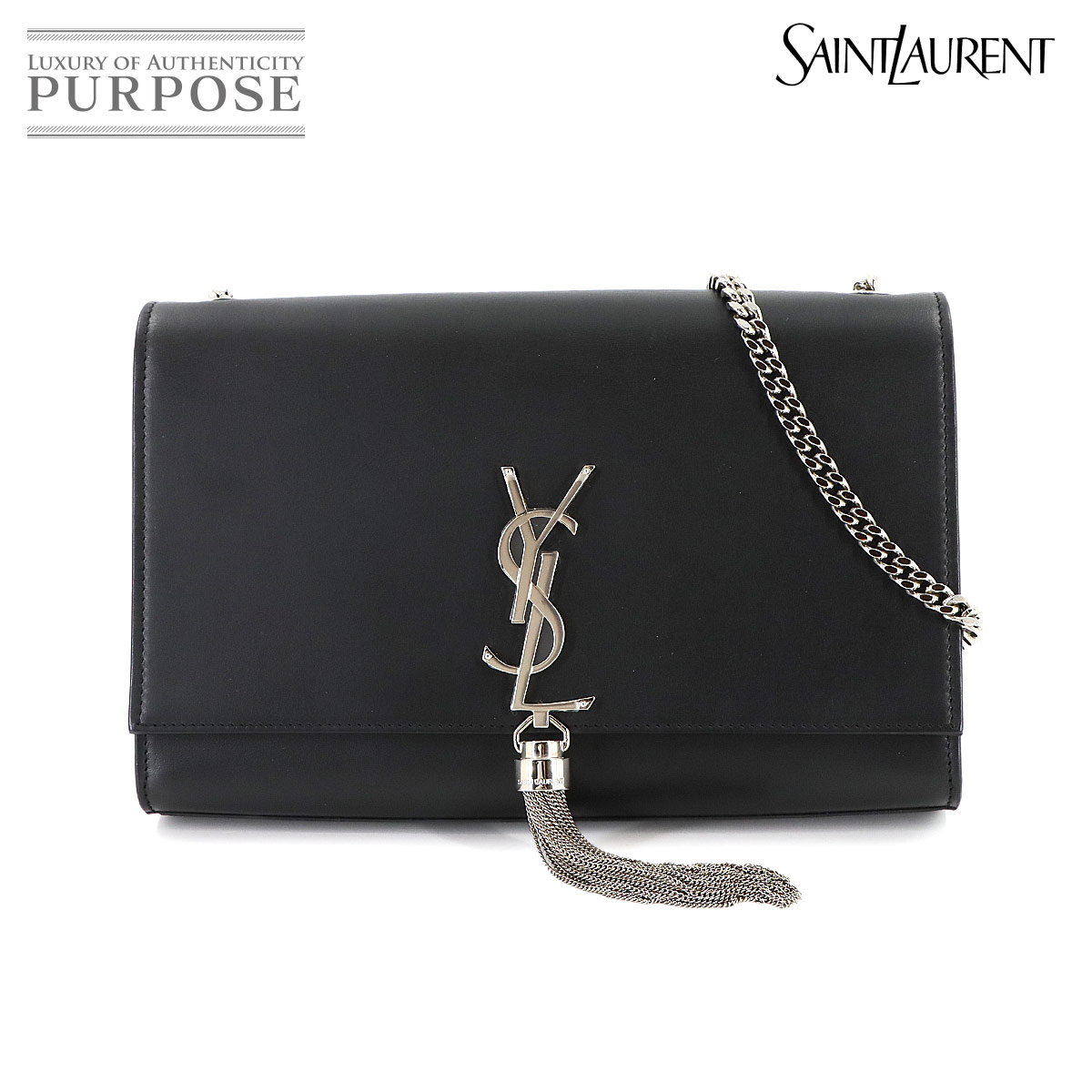 SAINT LAURENT ケイト ミディアム チェーン ショルダー バッグ レザー ブラック 354119 Kate Medium Bag サンローラン パリ 90312361