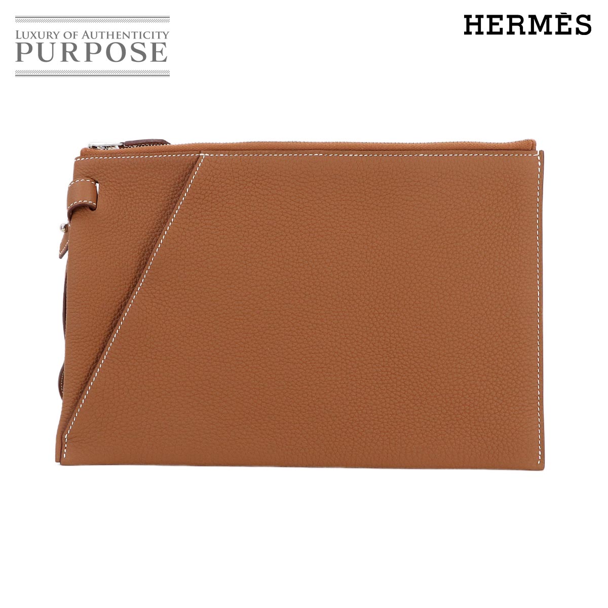 HERMES カバ ヴェルティージュ セカンド クラッチ バッグ トゴ ゴールド Y刻印 Caba Vertige エルメス 90313057