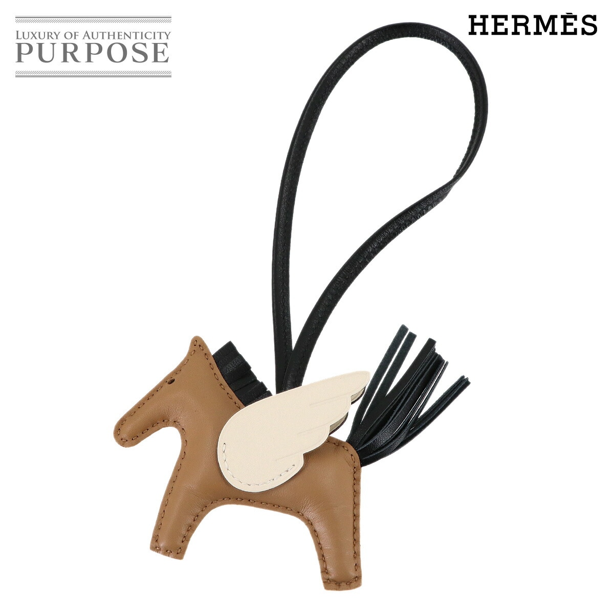 HERMES ロデオ ペガサス PM バッグ チャーム アニョーミロ スイフト チャイ ブラック ナタ U刻印 Rodeo Pegasus エルメス 90313094