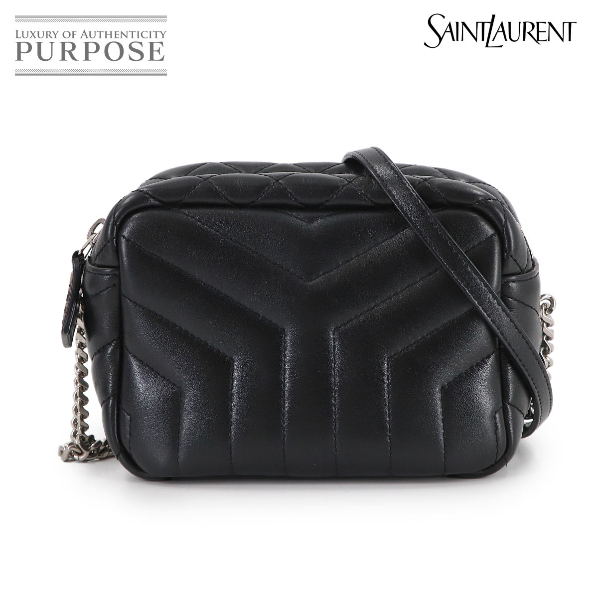 SAINT LAURENT ルル ボーリング ミニ チェーン ショルダー バッグ レザー ブラック 457588 Loulou Bowling Bag サンローラン 90314059