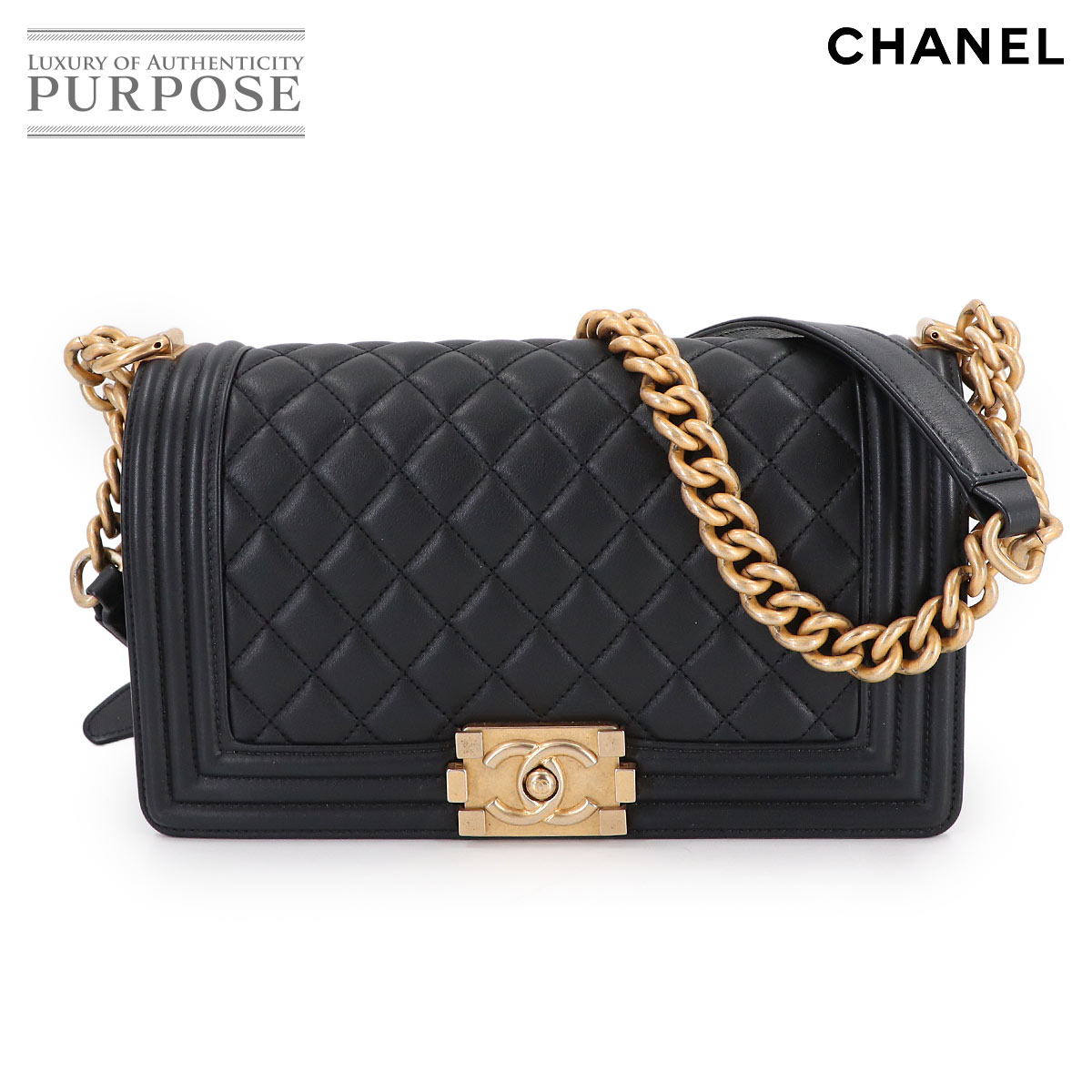 CHANEL ボーイシャネル チェーン ショルダー バッグ ラムスキン ブラック A67086 ゴールド 金具 Boy Chanel Bag シャネル 90314091