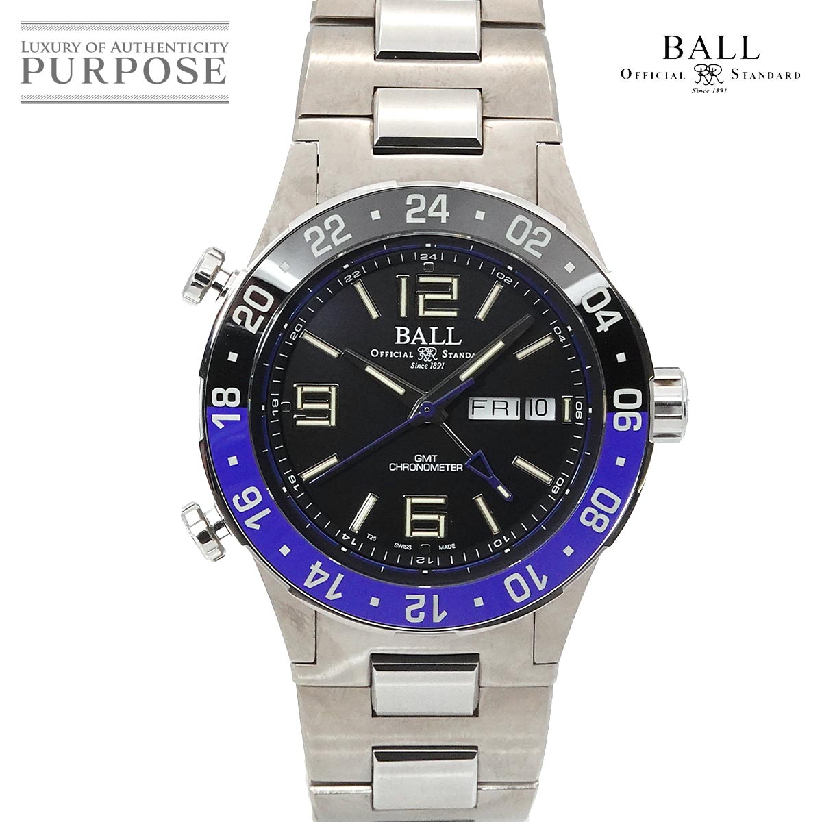 BALL ロードマスター マリン GMT DG3030B 世界限定1000本 メンズ 腕時計 デイデイト ブラック 自動巻き Roadmaster ボール ウォッチ 90314264