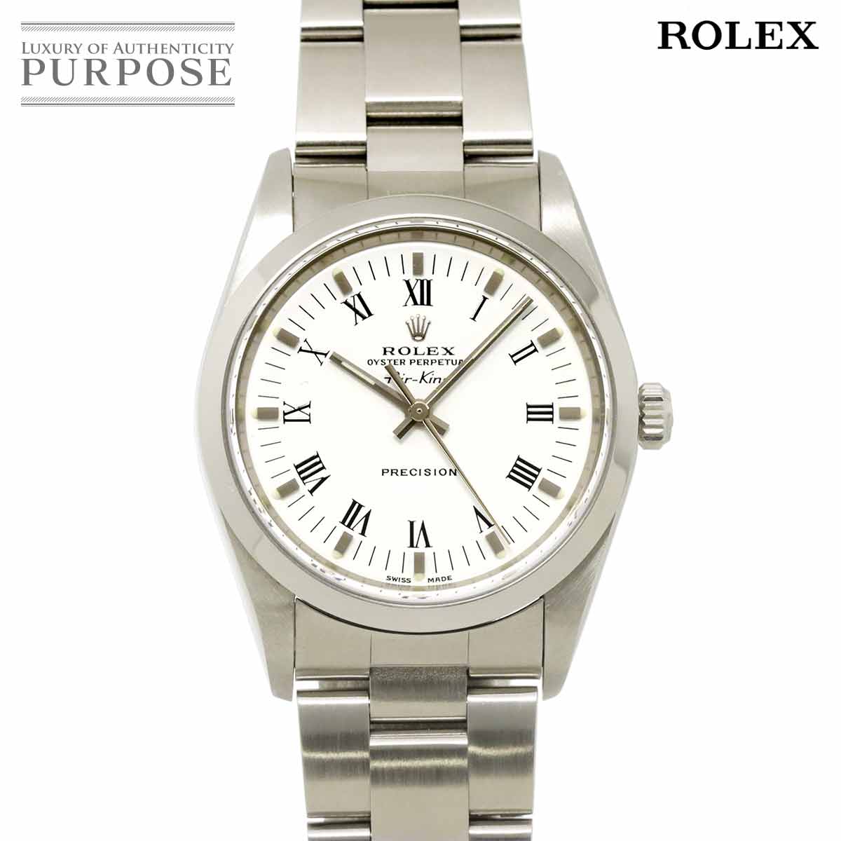 ROLEX エアキング 14000M D番 メンズ 腕時計 ホワイト オートマ 自動巻き ウォッチ AirKing ロレックス 90314274