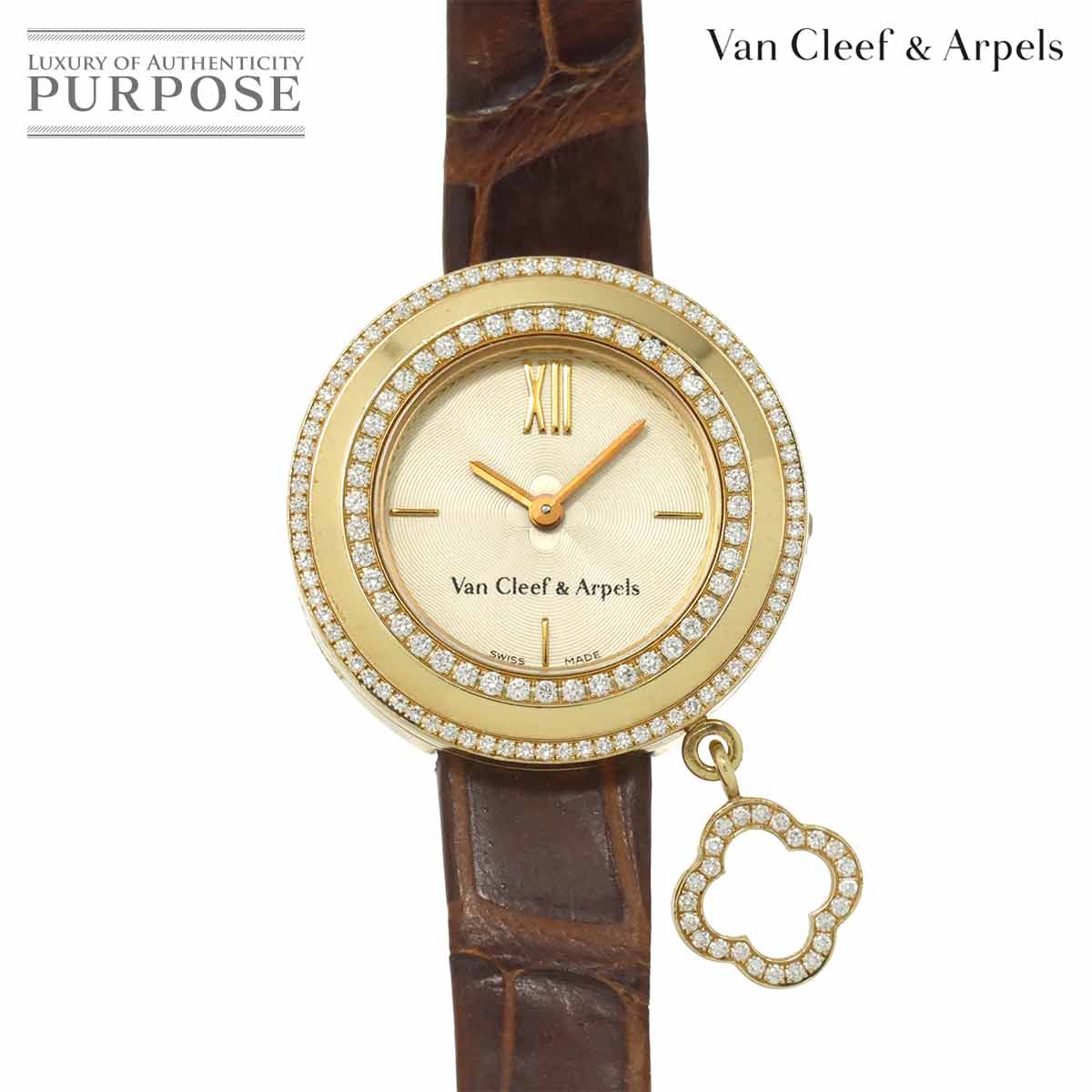 Van Cleef&Arpels チャーム ミニ ウォッチ VCAR029800 レディース 腕時計 ダイヤベゼル K18PG クォーツ alhambra ヴァンクリーフ&アーペル 90314295