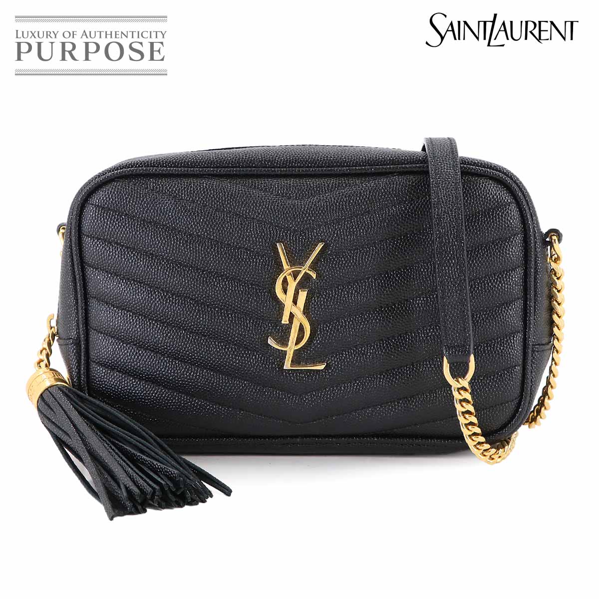 SAINT LAURENT ルー チェーン ショルダー バッグ レザー ブラック 612579 Lou Shoulder Bag サンローラン 90314487