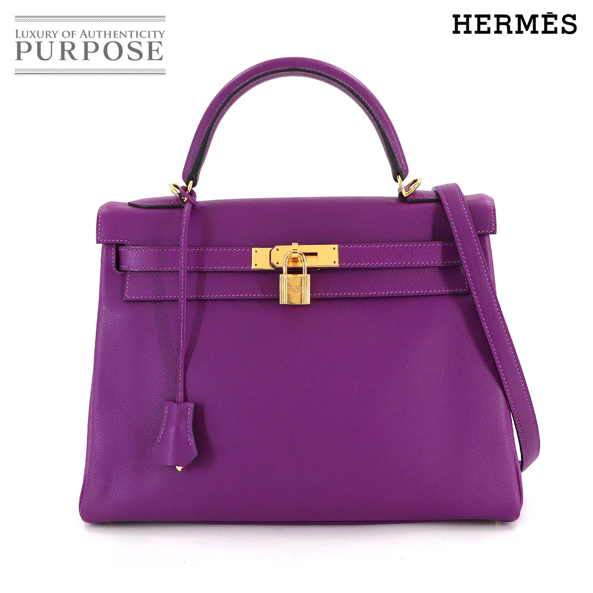 HERMES ケリー 32 エバーカラー アネモネ 2way ハンド ショルダー バッグ 内縫い Y刻印 ゴールド 金具 Kelly エルメス 90314538