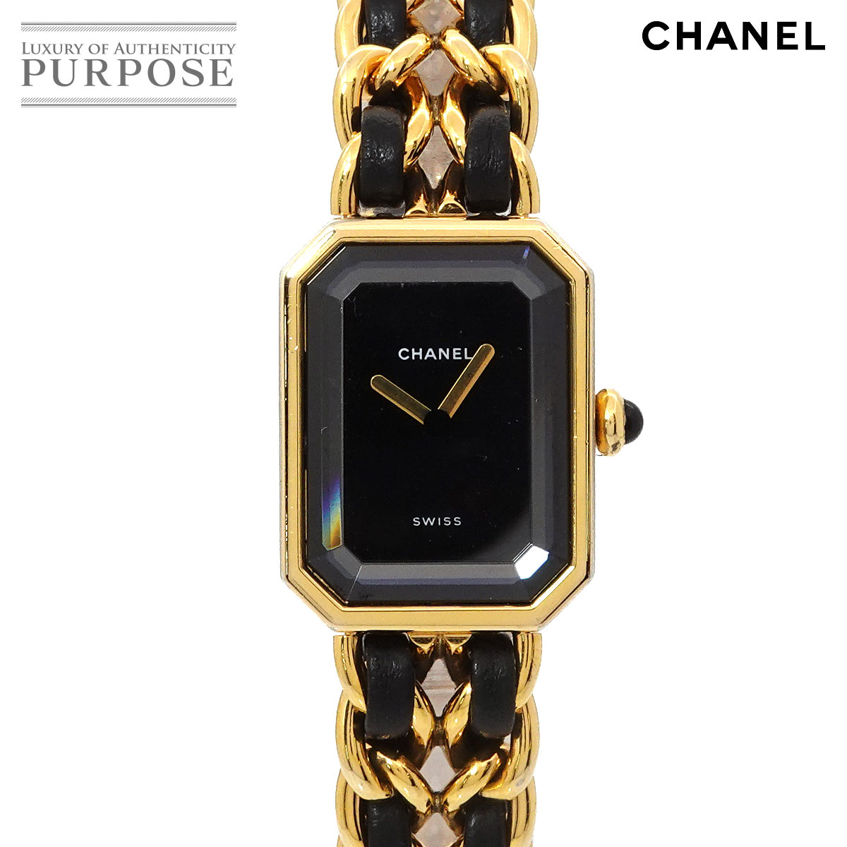 CHANEL プルミエール Lサイズ H0001 ヴィンテージ レディース 腕時計 ブラック ゴールド クォーツ ウォッチ Premiere シャネル 90314699
