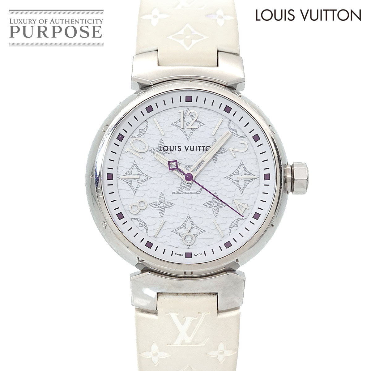 LOUIS VUITTON タンブールMM モノグラムホワイト QA116 レディース 腕時計 ホワイト クォーツ ウォッチ ルイ ヴィトン 90314859