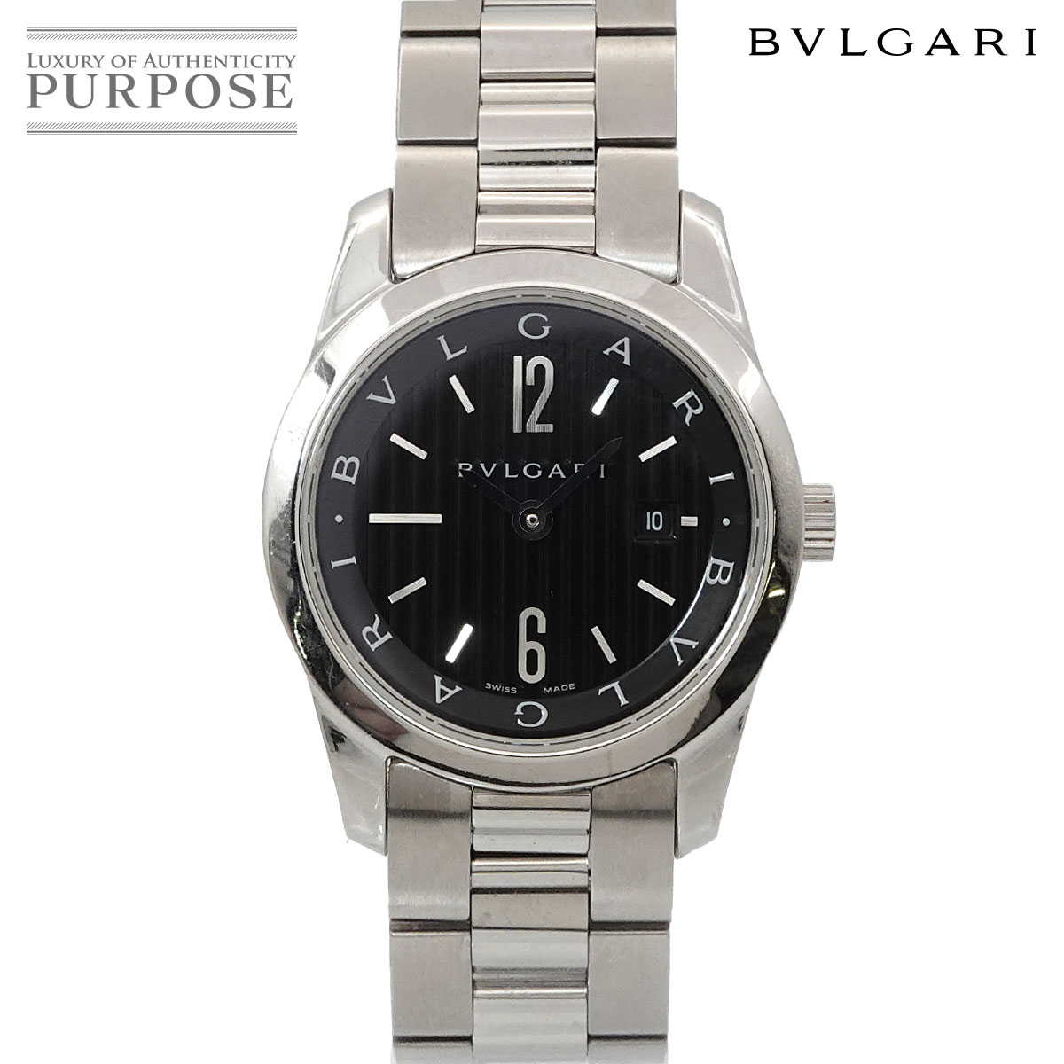 BVLGARI ソロテンポ ST30S レディース 腕時計 デイト ブラック クォーツ ウォッチ ブルガリ 90314942