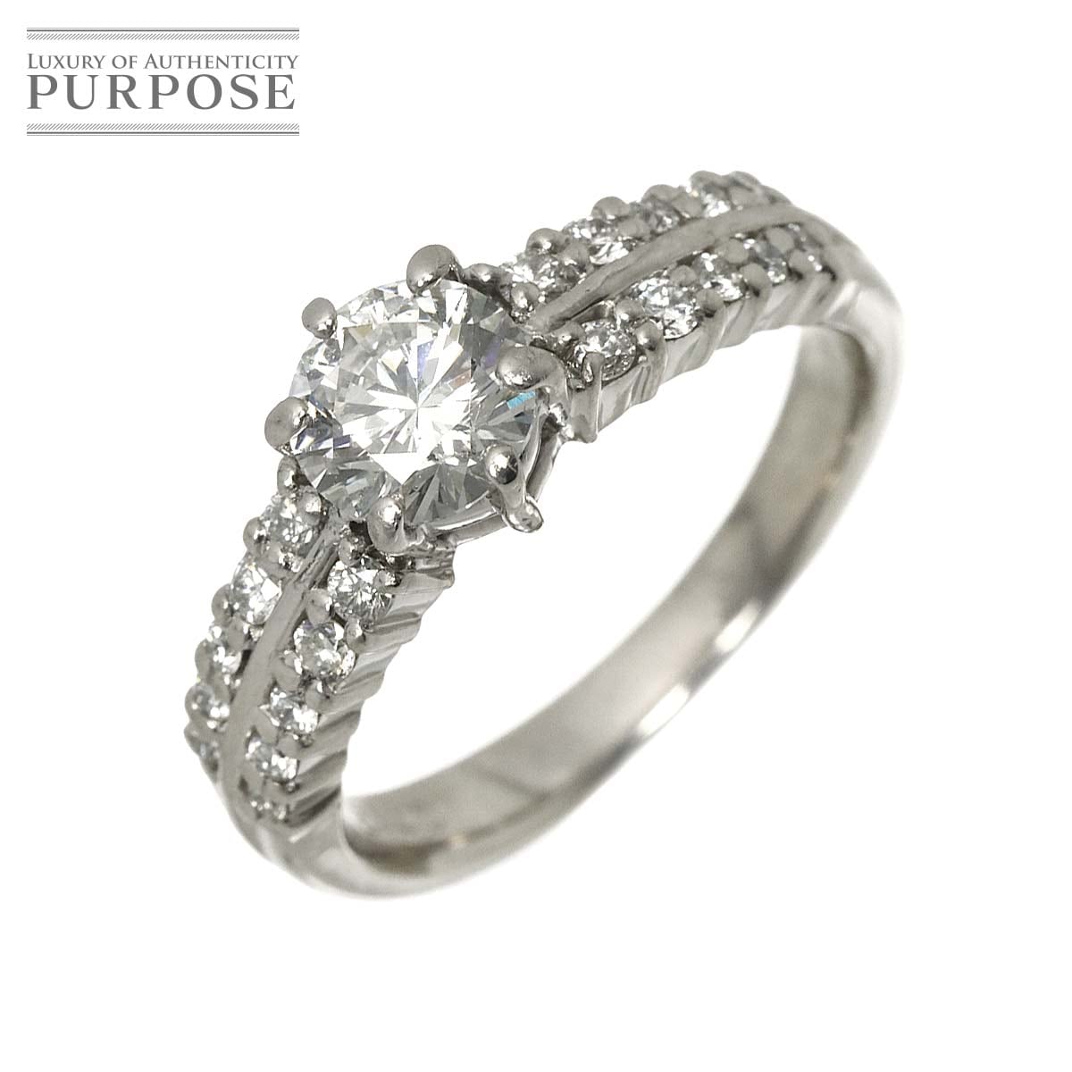 リング 9号 ダイヤ 0.712ct J/SI2/GD 0.25ct Pt プラチナ 指輪 【鑑定カード付き】 Diamond Ring 90313525