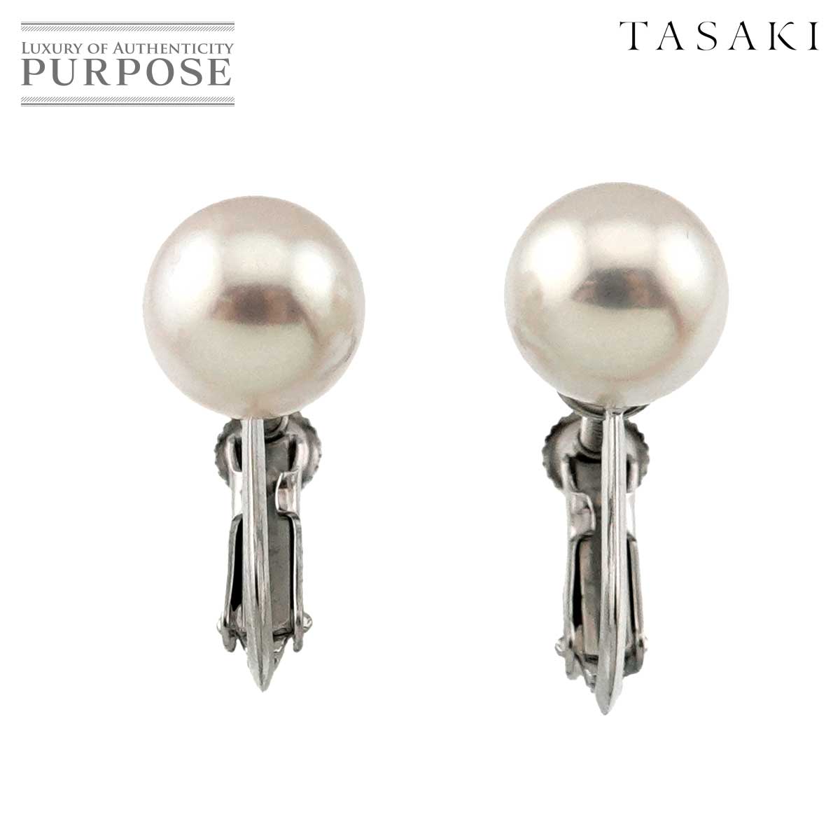 TASAKI アコヤ真珠 7.6mm イヤリング K18 WG ホワイトゴールド 750 パール 田崎真珠 Earrings Clip on タサキ 90311431