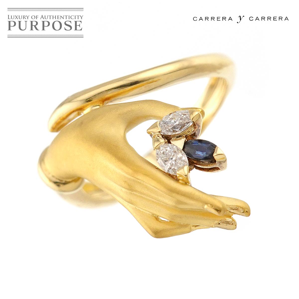 Carrera y Carrera 12号 リング サファイヤ ダイヤ K18 YG イエローゴールド 750 指輪 Sapphire Ring カレライ カレラ 90312292