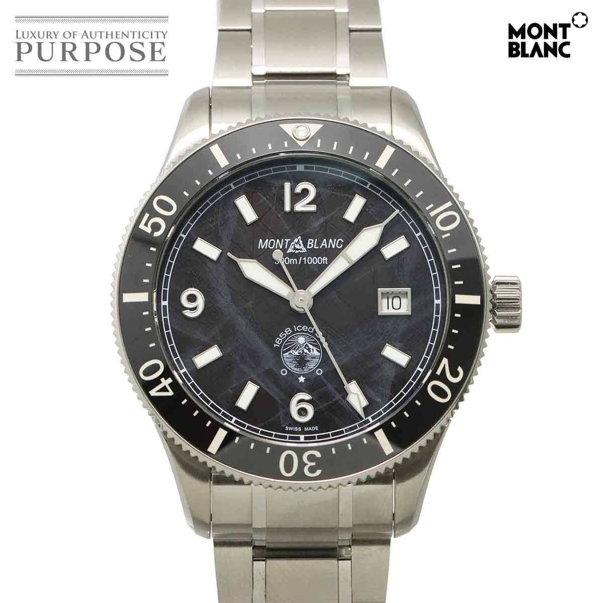 MONT BLANC 1858 アイスシー 129371 メンズ 腕時計 デイト ブラック オートマ 自動巻き ウォッチ Iced sea モンブラン 90316946