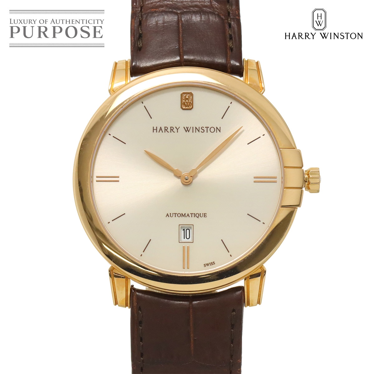 HARRY WINSTON ミッドナイト 450/MA42RL.W1 メンズ 腕時計 デイト シルバー K18PG オートマ 自動巻き ウォッチ Midnight ハリーウィンストン 90317533