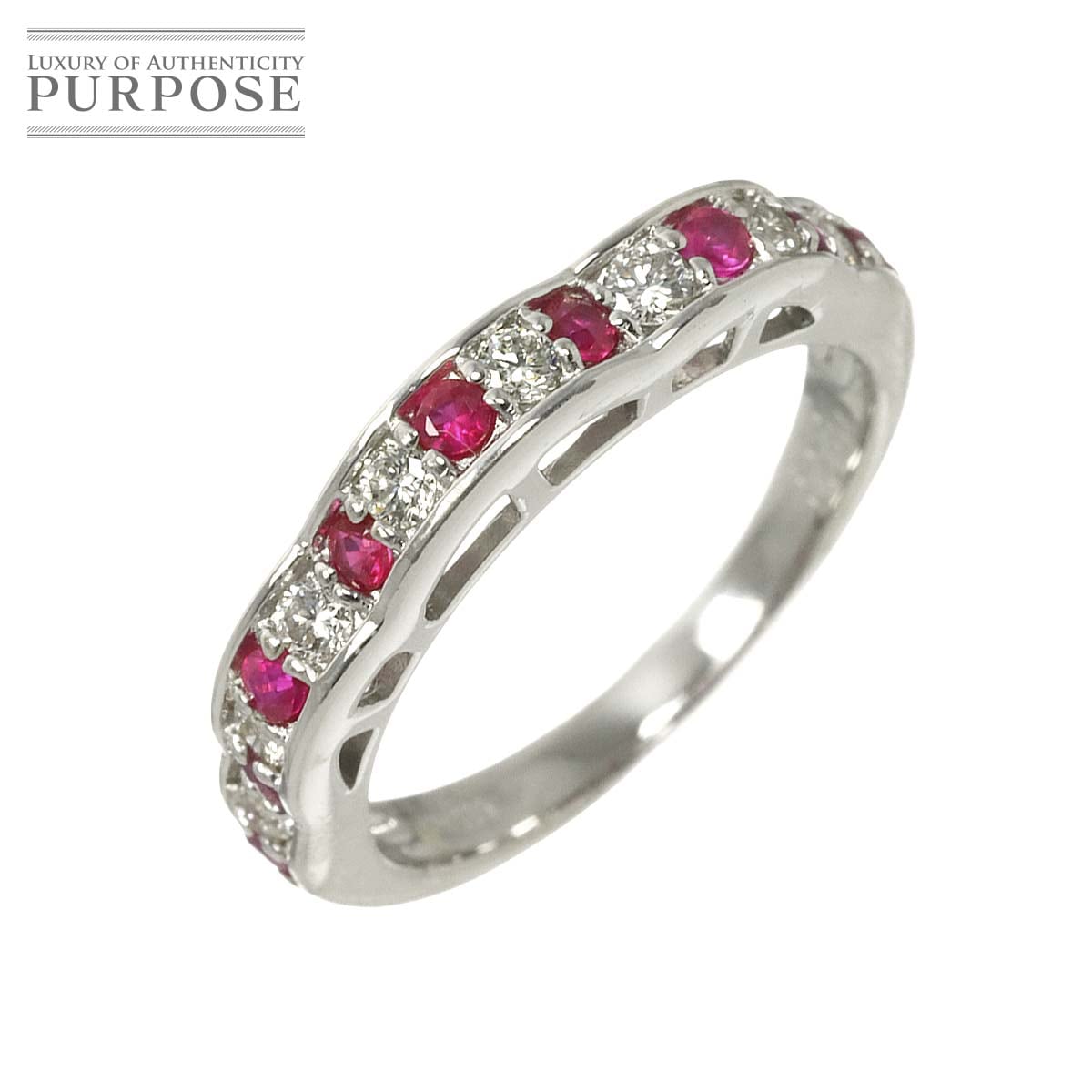 リング 14号 ルビー 0.25ct ダイヤ 0.25ct Pt プラチナ 指輪 Ruby Ring 90311589