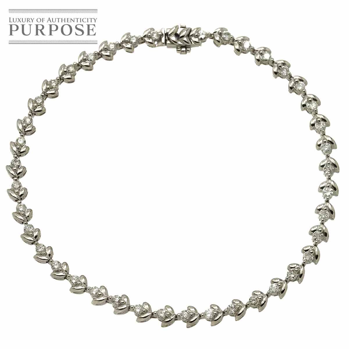 ダイヤ 1.00ct Pt ブレスレット 18.5cm プラチナ Diamond Bracelet 90311937